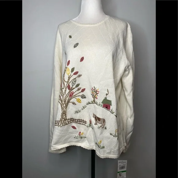 NWT Alfred Dunner Vintage Farm Cottagecore Sweater - Picture 2 of 8